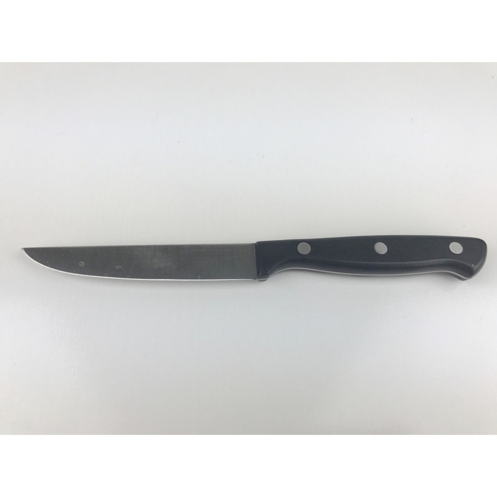 Sabatier Utility Knife Black Handle Stainless Steel Straight Edge Blade 4.5 Inch